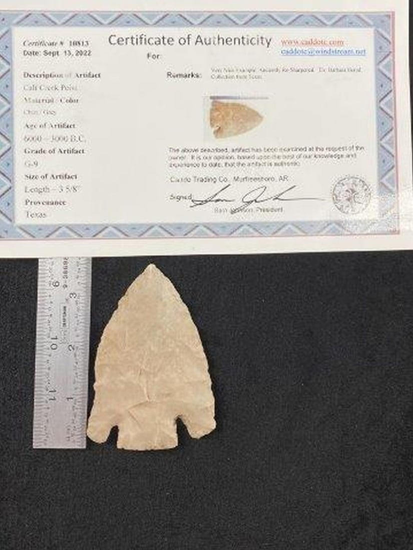 Calf Creek with Sam Johnson COA from Texas ex - Barbara Herod Collection Indian Artifact Arrowhead (1 of 6)