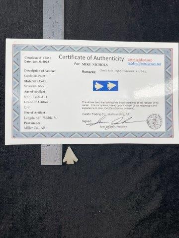 Catahoula Point with Sam Johnson COA from Miller County, Arkansas Indian Artifact Arrowhead (1 of 4)