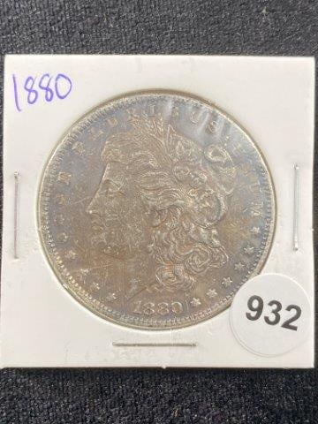 1880 Morgan Silver Dollar Coin: KEY WORDS: INDIAN ARTIFACT ARTIFACTS ARROWHEAD ARROWHEADS NATIVE AMERICAN MISSISSIPPIAN QUAPAW CADDO POTTERY COINS MORGAN DOLLAR PEACE DOLLAR SILVER COINS Arkansas. Now taking in consignments for pre-
