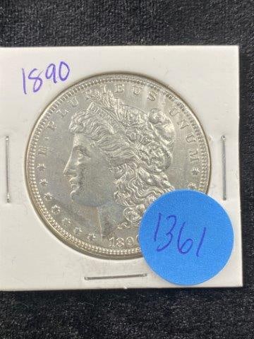 1890 Morgan Silver Dollar Coin: KEY WORDS: INDIAN ARTIFACT ARTIFACTS ARROWHEAD ARROWHEADS NATIVE AMERICAN MISSISSIPPIAN QUAPAW CADDO POTTERY COINS MORGAN DOLLAR PEACE DOLLAR SILVER COINS Arkansas. Now taking in consignments for pre-