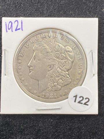 1921 Morgan Silver Dollar Coin: KEY WORDS: INDIAN ARTIFACT ARTIFACTS ARROWHEAD ARROWHEADS NATIVE AMERICAN MISSISSIPPIAN QUAPAW CADDO POTTERY COINS MORGAN DOLLAR PEACE DOLLAR SILVER COINS Arkansas. Now taking in consignments for pre-