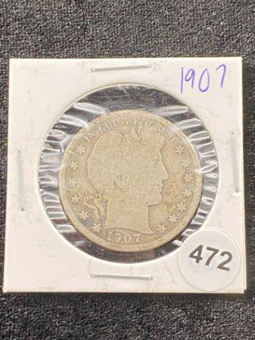 1907 Barber Half Dollar Coin (1 of 2)
