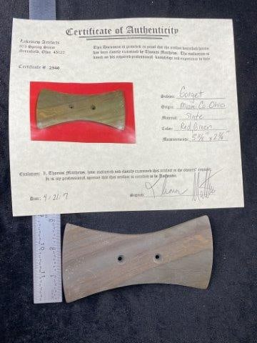 Gorget with Thomas Matthews COA from Miami County, Ohio Indian Artifact Arrowhead (1 of 6)