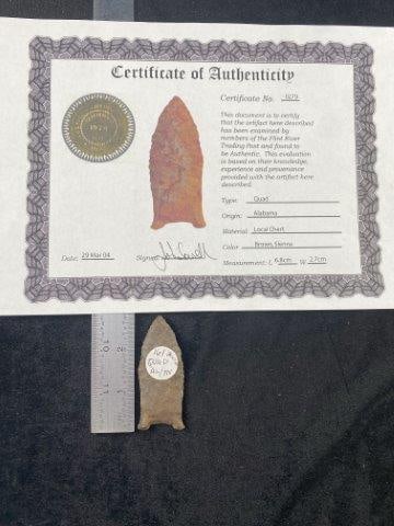 Quad with John Sowell COA from Alabama Indian Artifact Arrowhead (1 of 5)