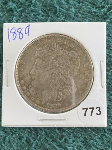1889 Morgan Silver Dollar Coin: KEY WORDS: INDIAN ARTIFACT ARTIFACTS ARROWHEAD ARROWHEADS NATIVE AMERICAN MISSISSIPPIAN QUAPAW CADDO POTTERY COINS MORGAN DOLLAR PEACE DOLLAR SILVER COINS Arkansas. Now taking in consignments for pre-