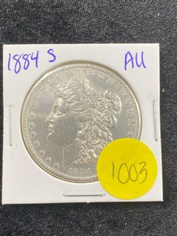 1884 S AU Morgan Silver Dollar Coin (1 of 2)
