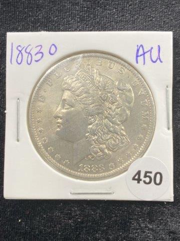 1883 O AU Morgan Silver Dollar Coin: KEY WORDS: INDIAN ARTIFACT ARTIFACTS ARROWHEAD ARROWHEADS NATIVE AMERICAN MISSISSIPPIAN QUAPAW CADDO POTTERY COINS MORGAN DOLLAR PEACE DOLLAR SILVER COINS Arkansas. Now taking in consignments for pre-