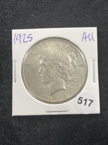 1925 AU Peace Silver Dollar Coin (1 of 2)