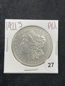 1921 S AU Morgan Silver Dollar Coin