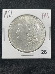 1921 AU Morgan Silver Dollar Coin