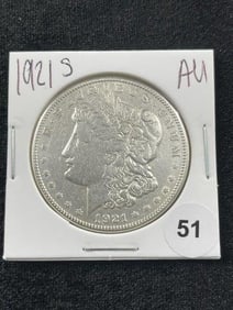 1921 S AU Morgan Silver Dollar Coin