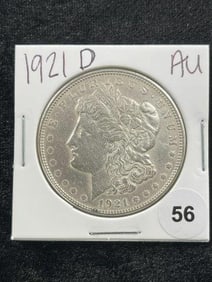 1921 D AU Morgan Silver Dollar Coin