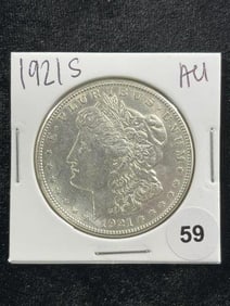 1921 S AU Morgan Silver Dollar Coin