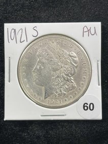 1921 S AU Morgan Silver Dollar Coin