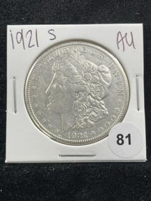 1921 S AU Morgan Silver Dollar Coin
