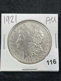 1921 AU Morgan Silver Dollar Coin