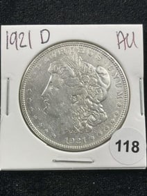 1921 AU Morgan Silver Dollar Coin
