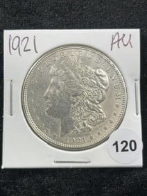 1921 AU Morgan Silver Dollar Coin