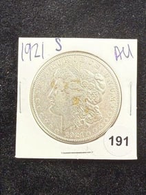 1921 S AU Morgan Silver Dollar Coin