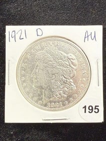1921 D AU Morgan Silver Dollar Coin