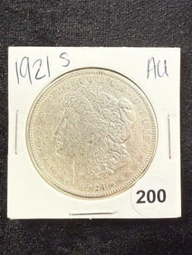 1921 S AU Morgan Silver Dollar Coin