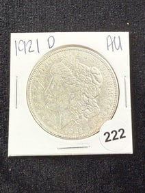 1921 D AU Morgan Silver Dollar Coin