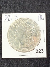 1921 S AU Morgan Silver Dollar Coin