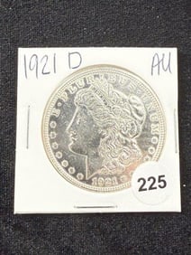 1921 D AU Morgan Silver Dollar Coin