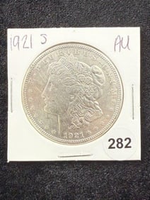 1921 S AU Morgan Silver Dollar Coin