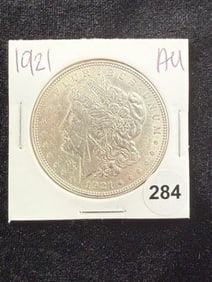 1921 AU Morgan Silver Dollar Coin