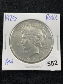 1925 AU Peace Silver Dollar Coin Coin
