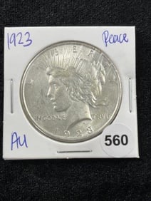 1923 AU Peace Silver Dollar Coin Coin