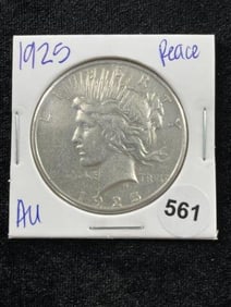 1925 AU Peace Silver Dollar Coin Coin