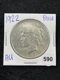 1922 AU Peace Silver Dollar Coin Coin
