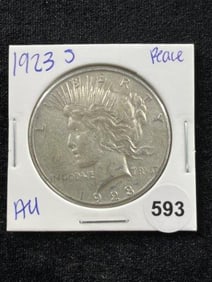 1923 S AU Peace Silver Dollar Coin Coin