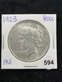 1923 AU Peace Silver Dollar Coin Coin