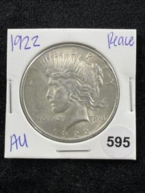 1922 AU Peace Silver Dollar Coin Coin