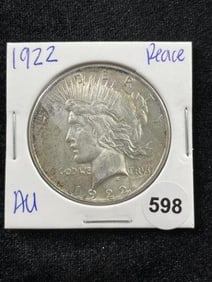 1922 AU Peace Silver Dollar Coin Coin