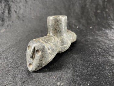 Stone Human Hawk Effigy Pipe Indian Artifact Arrowhead
