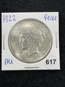 1922 AU Peace Silver Dollar Coin Coin