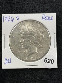 1926 S AU Peace Silver Dollar Coin Coin