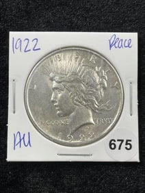 1922 AU Peace Silver Dollar Coin