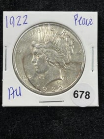 1922 AU Peace Silver Dollar Coin