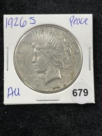 1926 S AU Peace Silver Dollar Coin