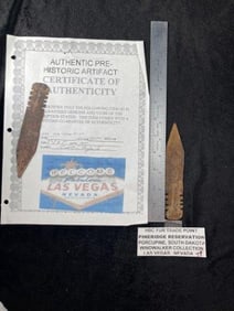 HBC Fur Trade Point with Skoglund COA found in the Saskatchewan River in Canada in the 1800s Indian