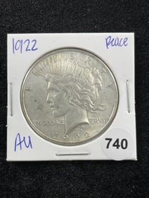1922 AU Peace Silver Dollar Coin