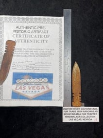 Fur Trade Point with Skoglund COA found in the Saskatchewan River in Canada in the 1800s Indian