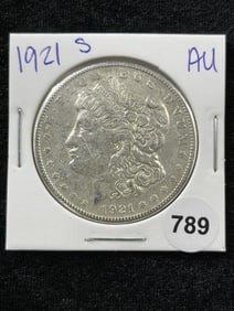 1921 S AU Morgan Silver Dollar Coin