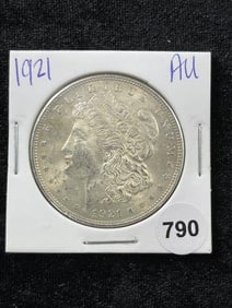 1921 AU Morgan Silver Dollar Coin
