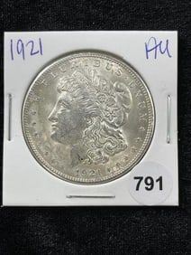 1921 AU Morgan Silver Dollar Coin